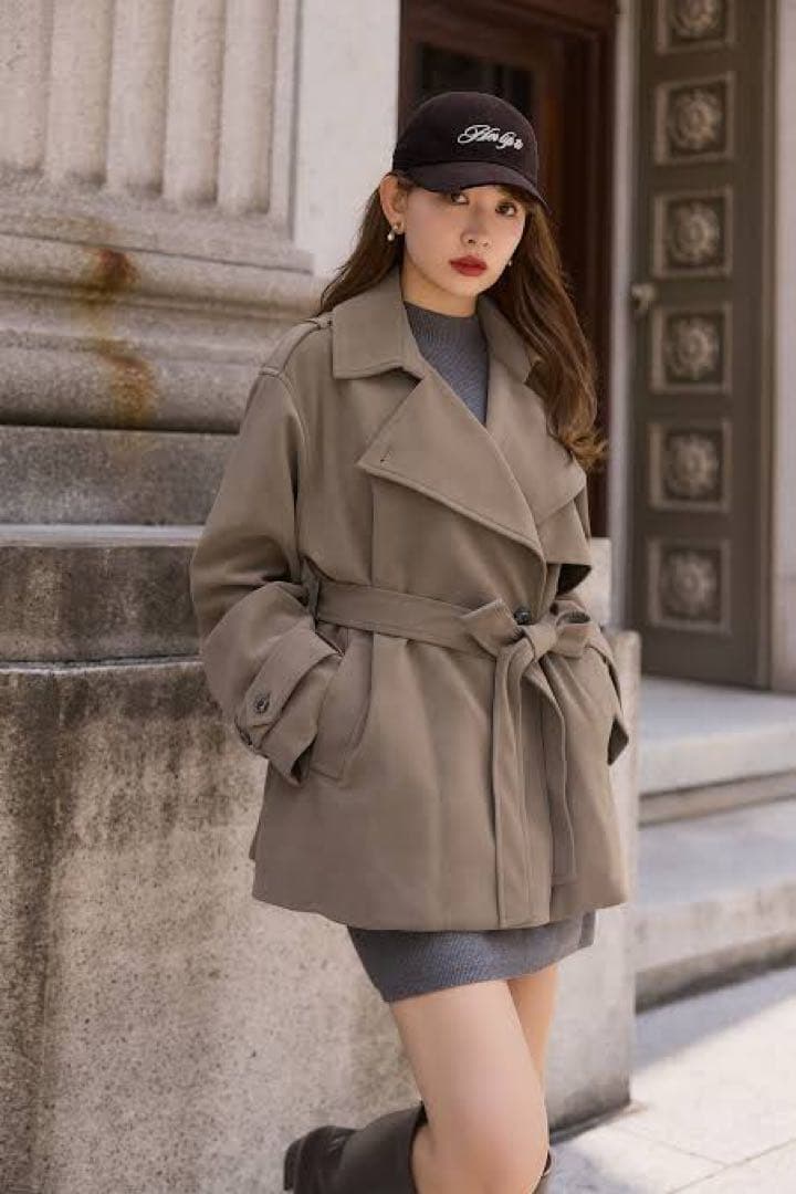 試着のみ◆Herlipto/ Faux Suede Belted Jacket