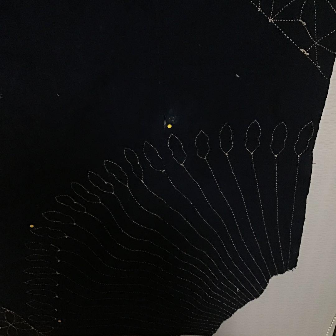 古布藍染め刺し子布地５巾難あり、２７