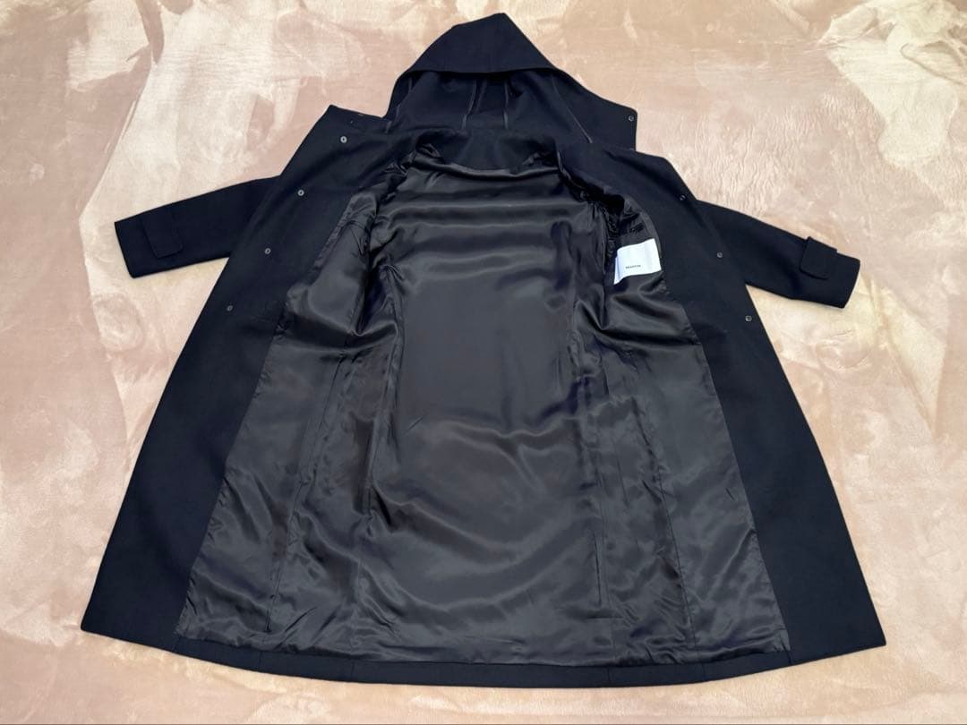 美品 08sircus カシミヤ混 大人 上質 ロングコート 牛革トグル黒 紺