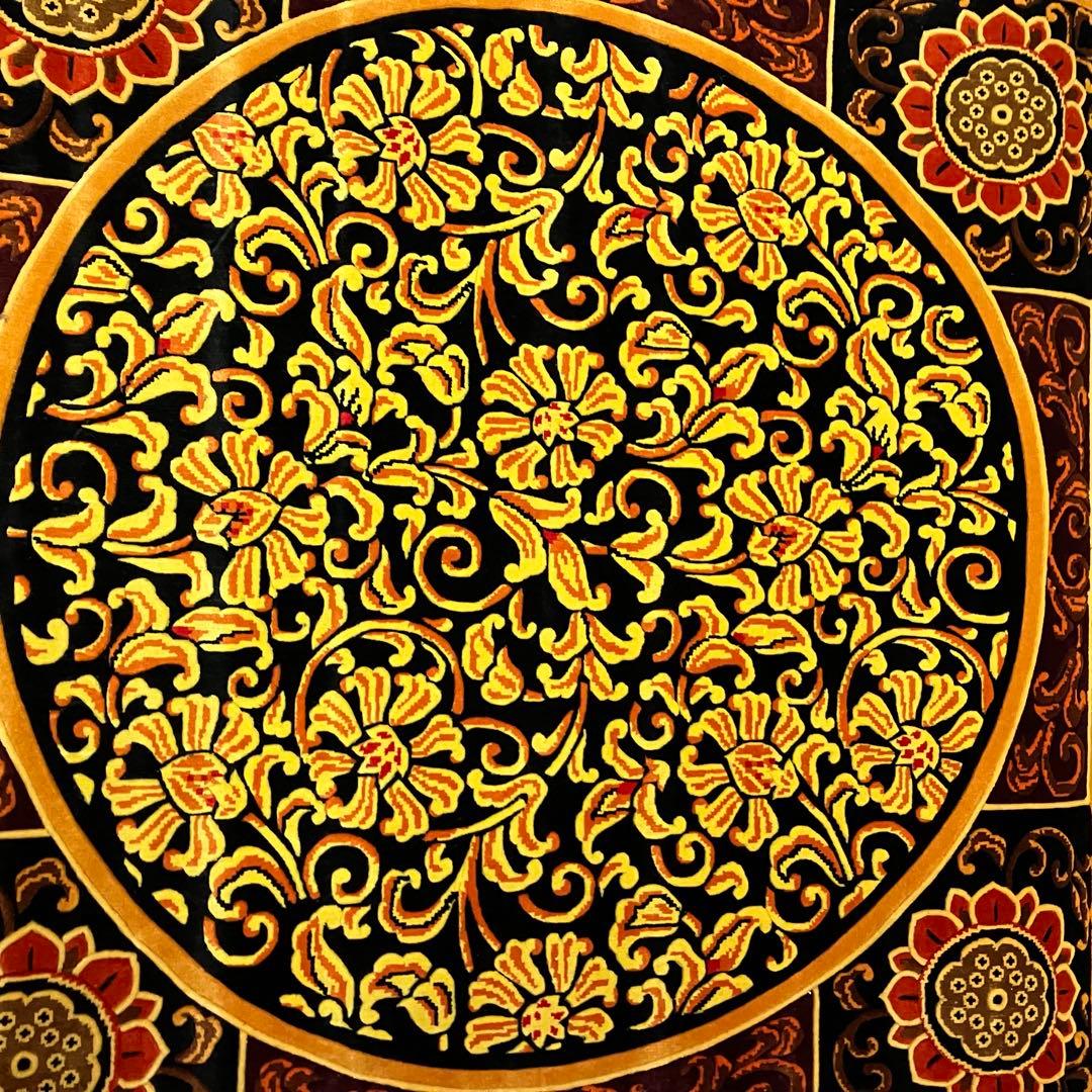 龍村美術織物 佛賓座 南無阿弥陀仏 絹 絨毯 カーペット敷物 共箱 蓮弁花香文