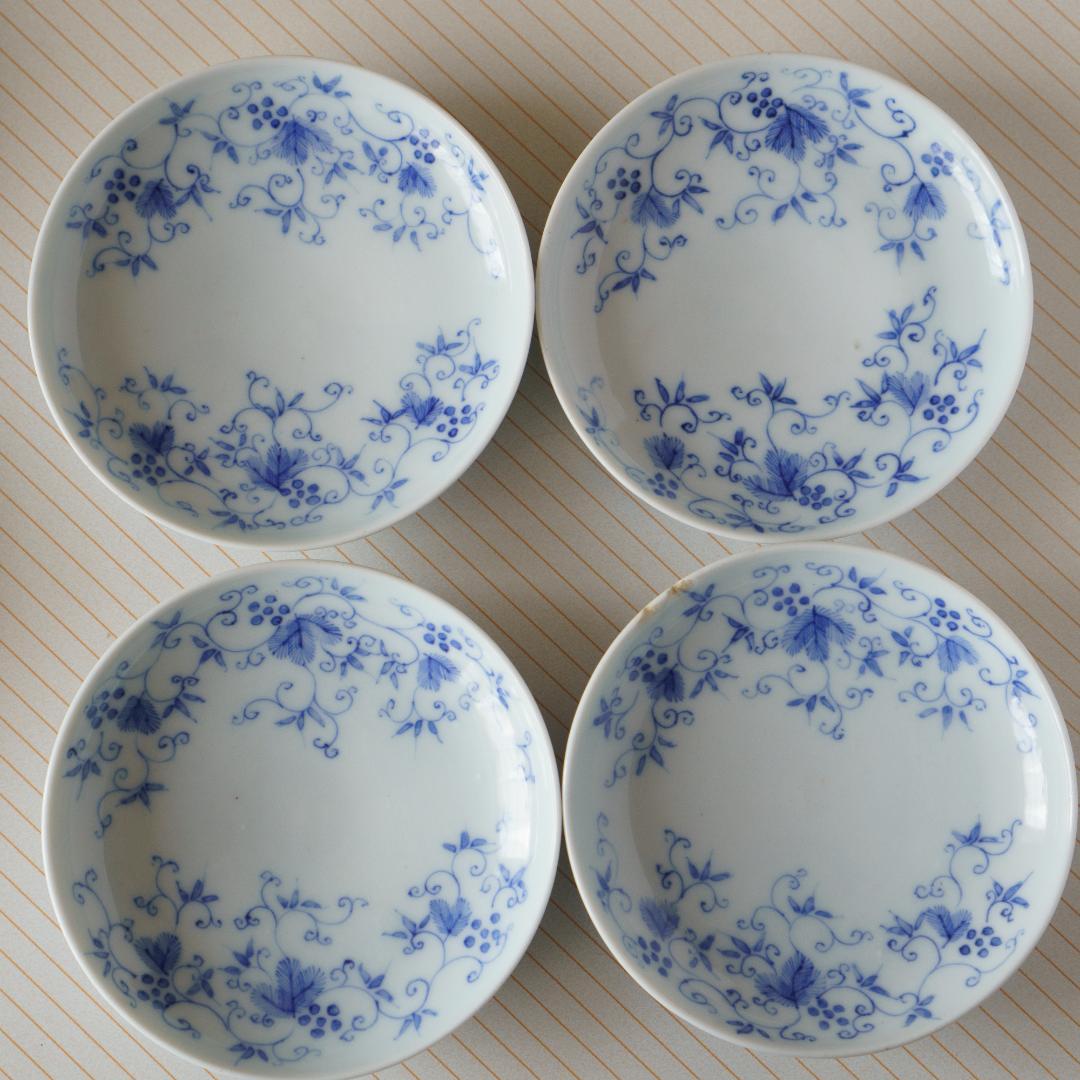 古伊万里　小皿　染付　南天吉祥紋様　大明成化年製　10枚セット