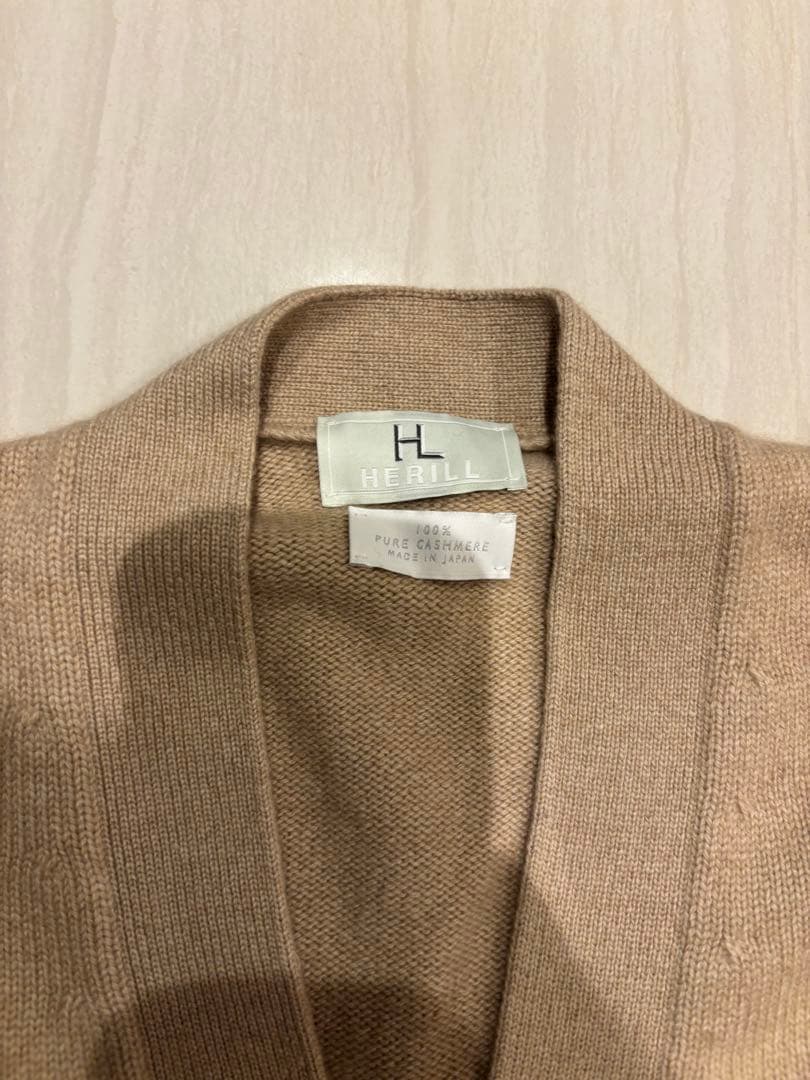 美品 HERILL Goldencash Cardigan 2 ナチュラル