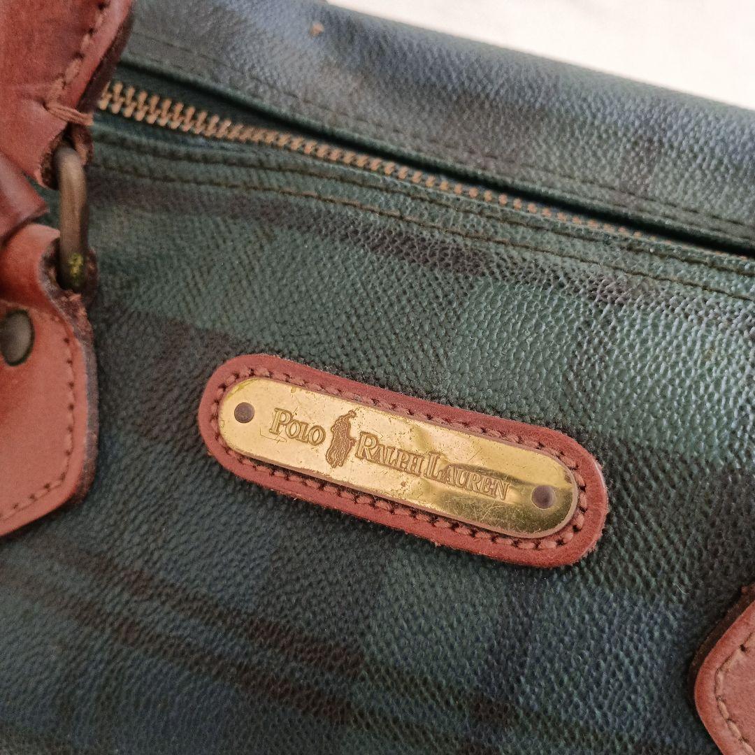 90S ポロラルフローレン ミニボストンバッグ チェック PVC