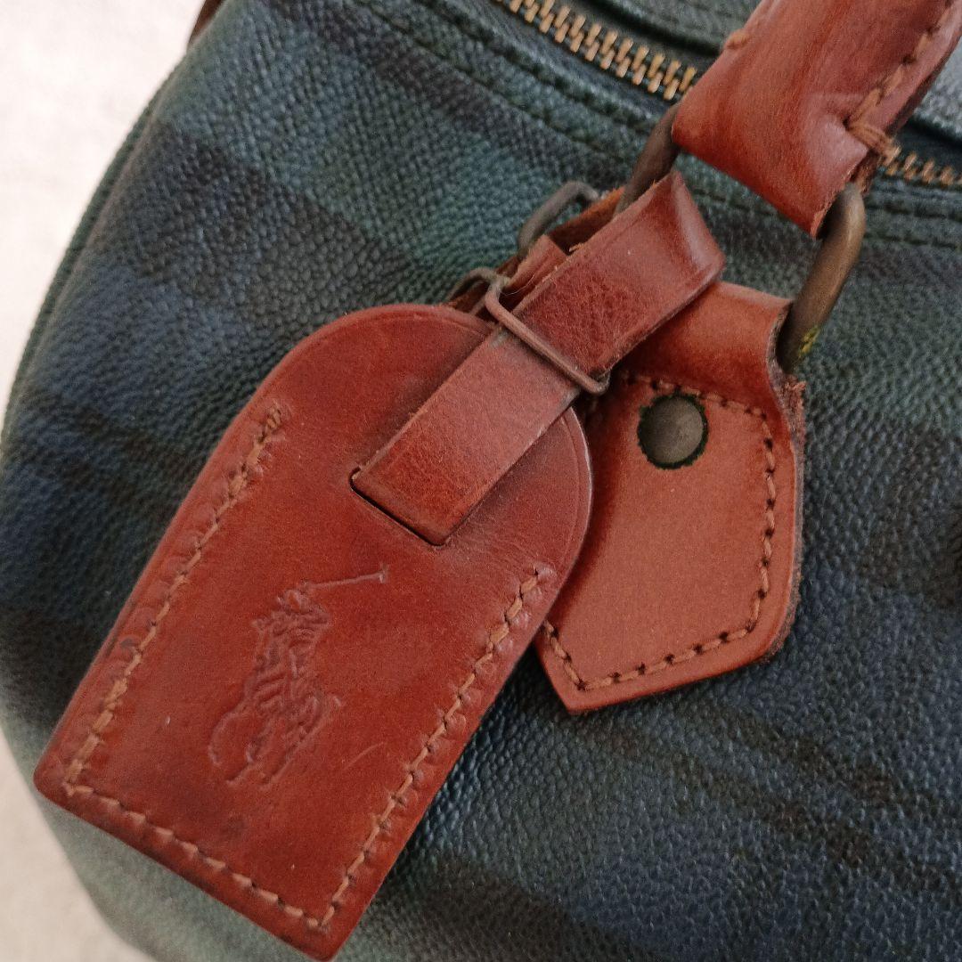 90S ポロラルフローレン ミニボストンバッグ チェック PVC