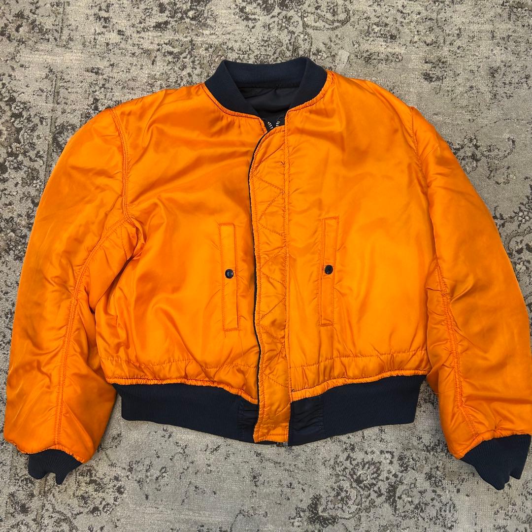 ALPHA　90s　USA製　黒タグ　MA-1 ジャケット　L ネイビー