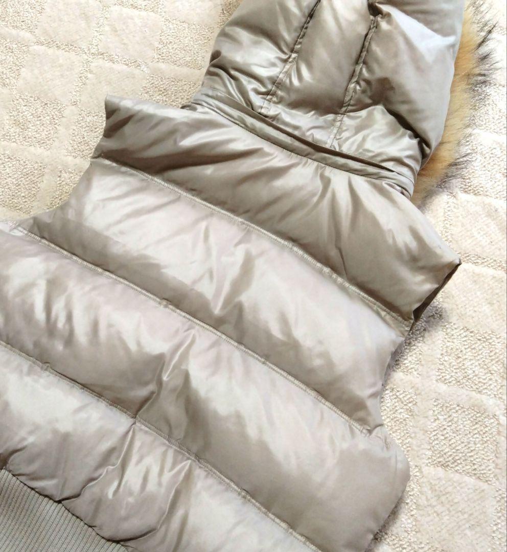 『美品』ファーベージュダウンベスト　ダウン80フェザー20　ラクーン　2Way