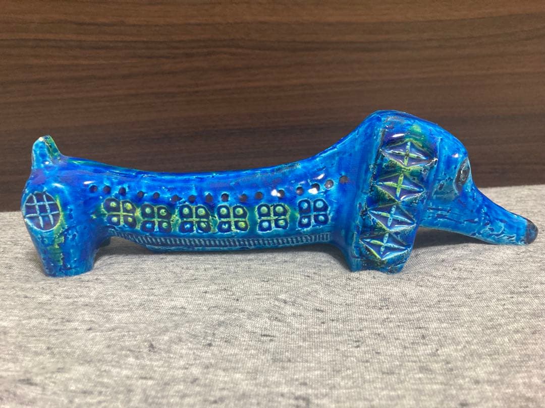 美品　イタリア　老舗陶器　ビトッシ　「BITOSSI」リミニブルーシリーズ　犬