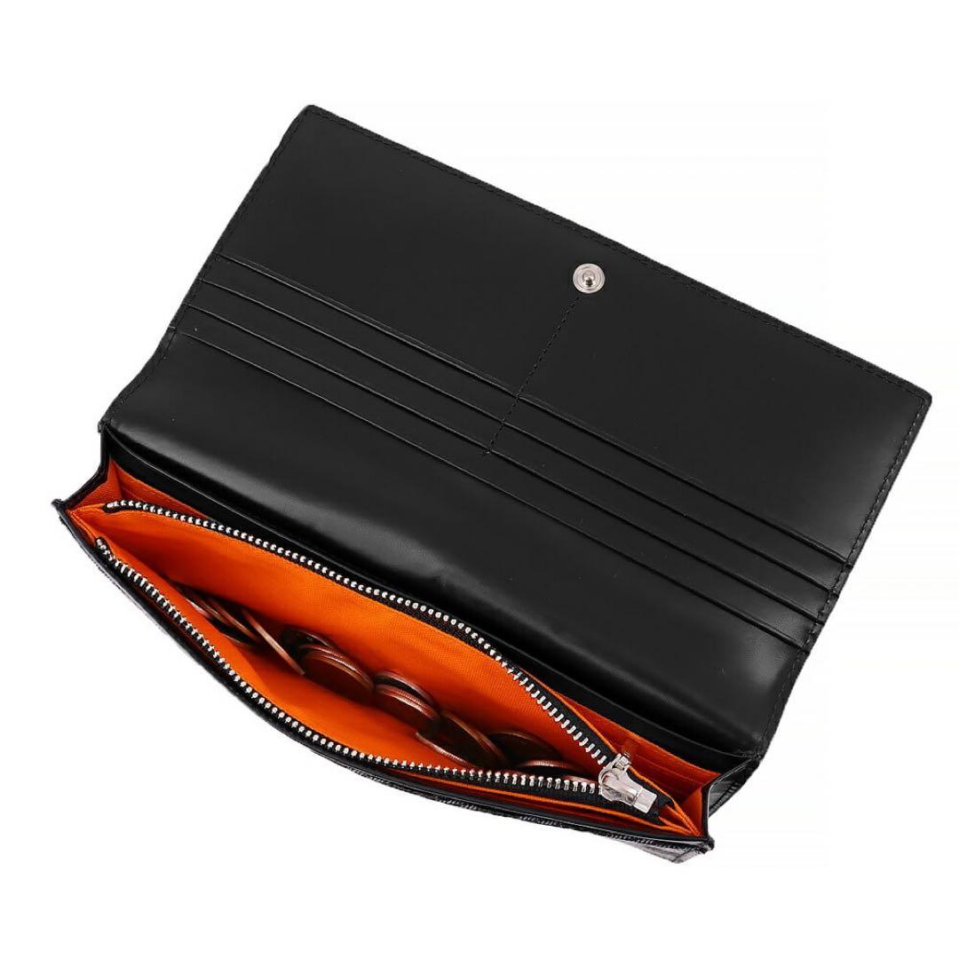 新品カステルバジャックCASTEL BAJAC長財布クラー黒レザー　カラフル被せ