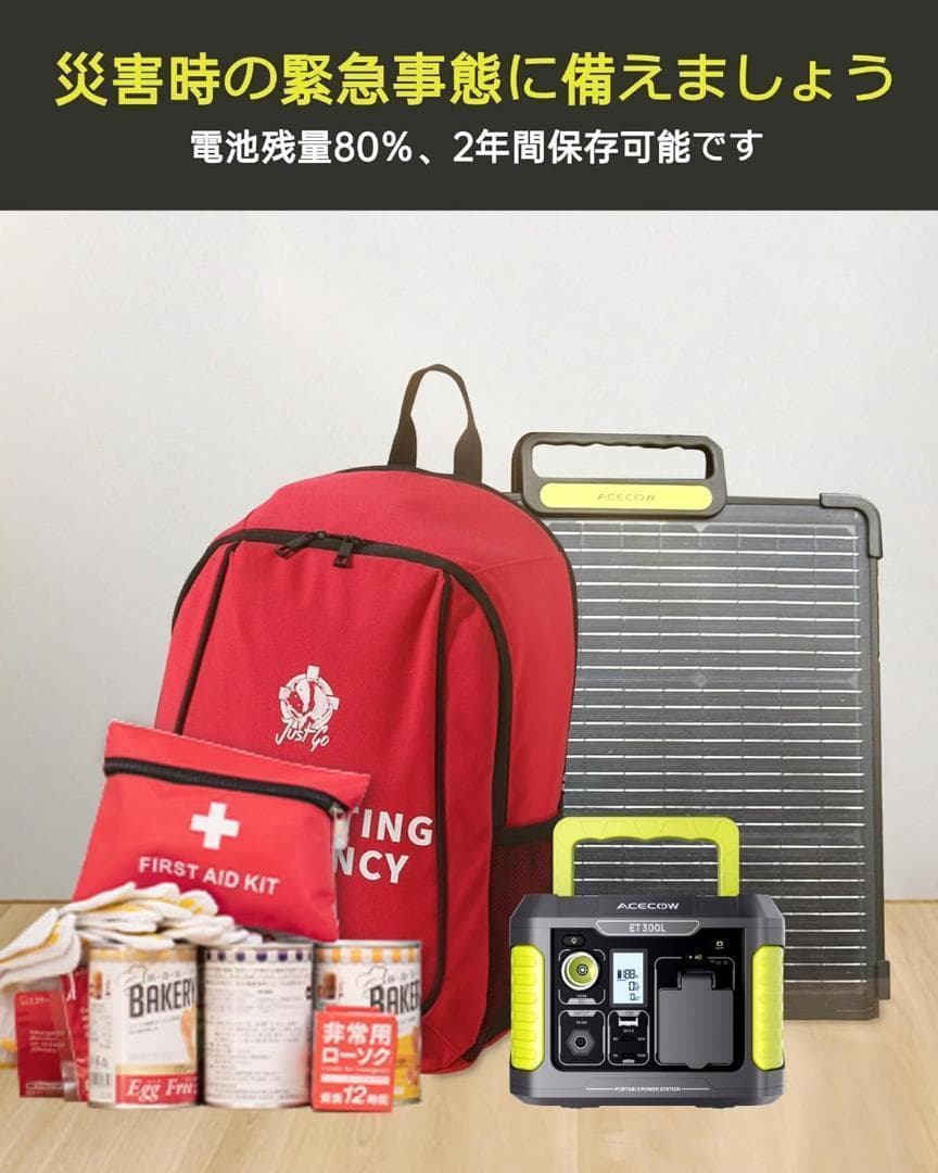 Acecow ポータブル電源小型 177Wh 出力300W (サージ450W)