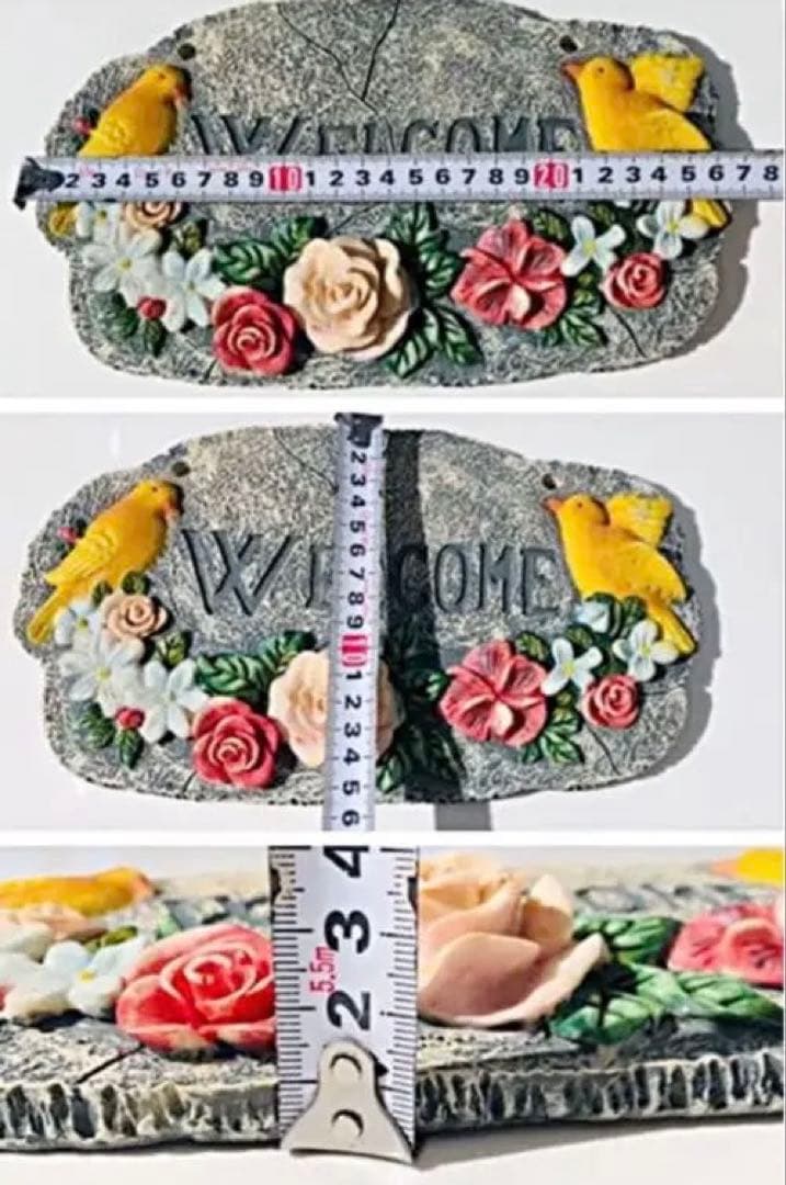 未使用◆レトロ/アンティーク/ビンテージ◆ウエルカムボード小鳥◆立体◆陶器⁉️石⁉️