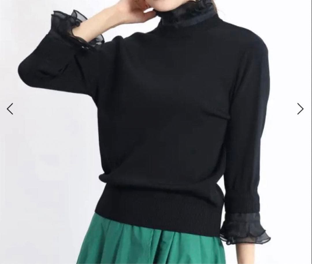 FENNEL フリル付きニットトップス　黒