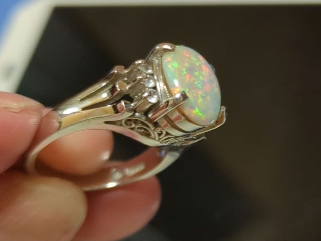オパールリング シルバー製　11号