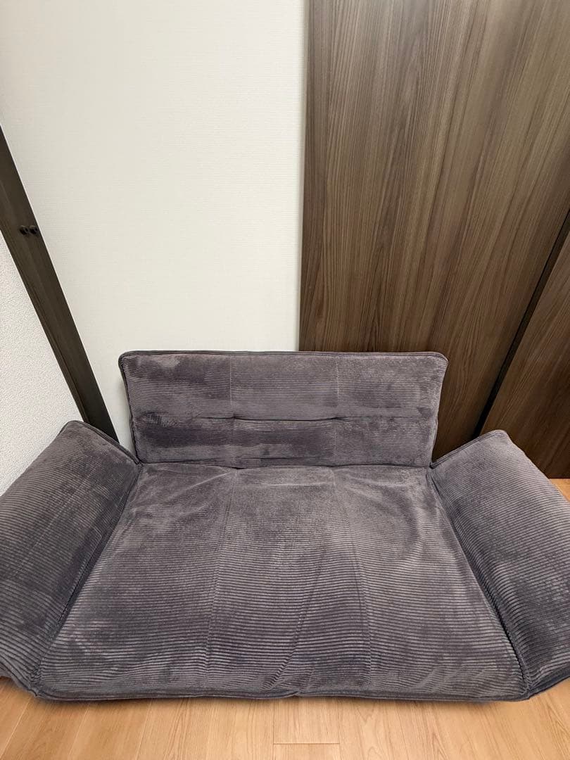 ベルメゾン コーデュロイ調 ポケットコイル入り リクライニングソファ　グレー