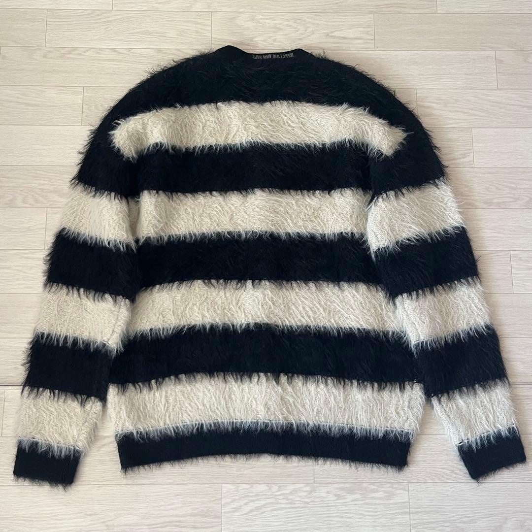 【未使用タグ付き】glamb ファジーボーダーカーディガン オーバーサイズ M