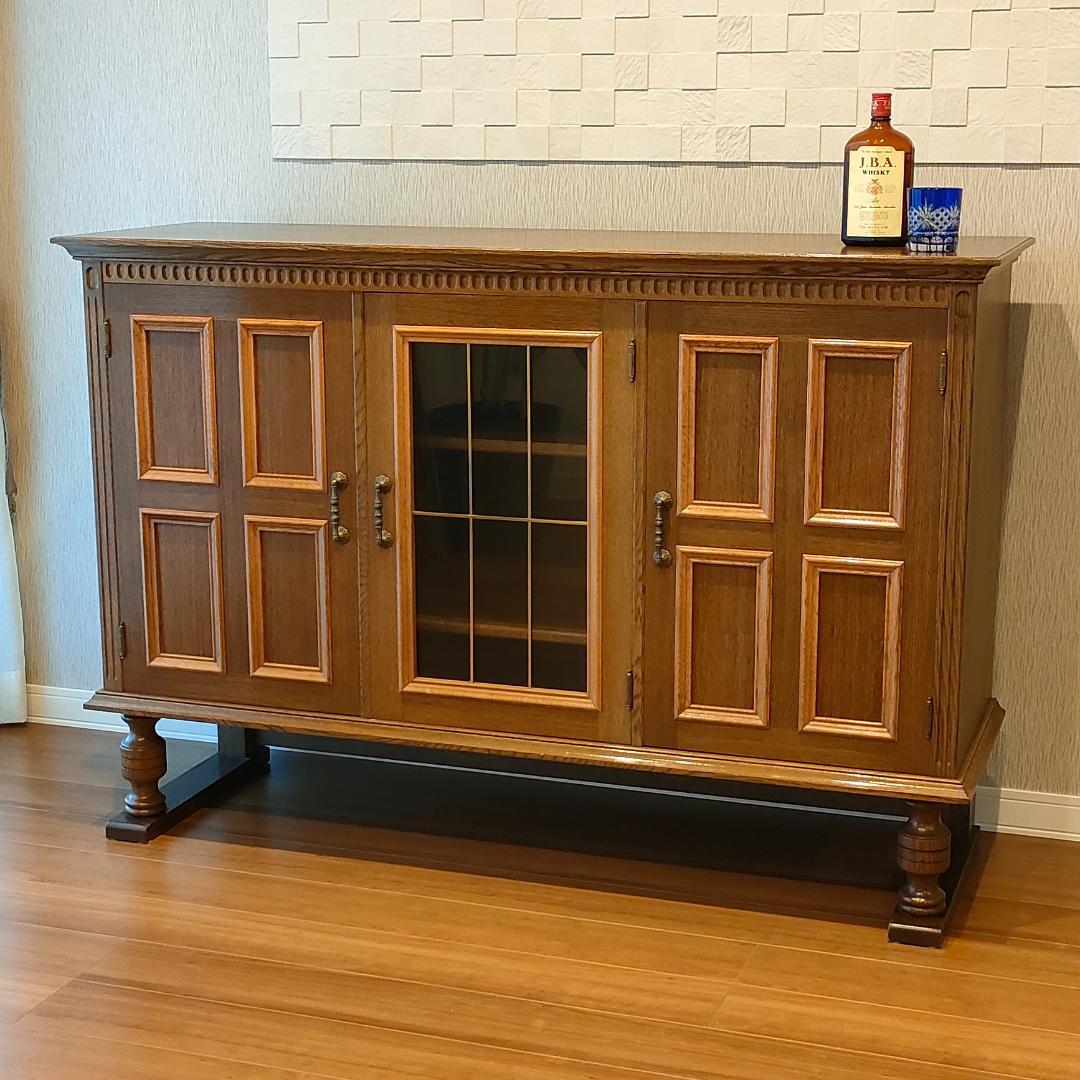 起立木工　アンティークキャビネット　ブルボーズレッグ　引出し2杯