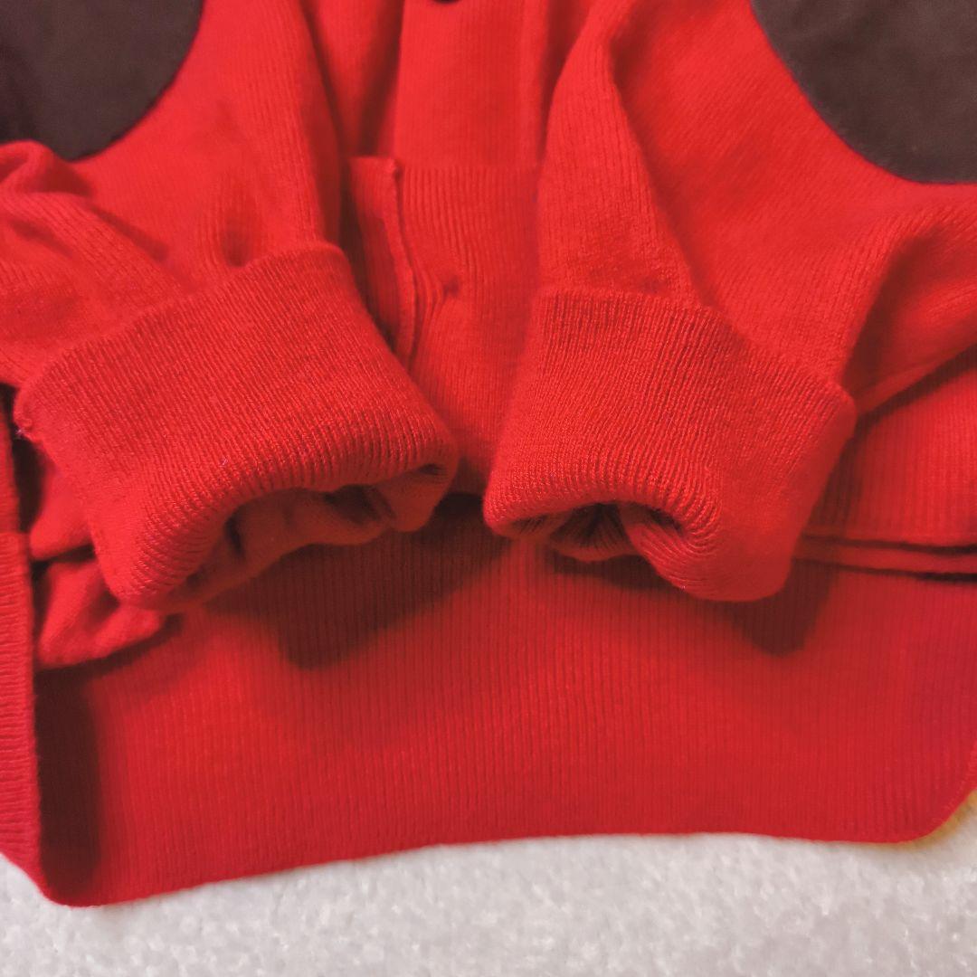 【極美品】ポロラルフローレン ウールカーディガン エルボーパッチ 羊革 赤 M