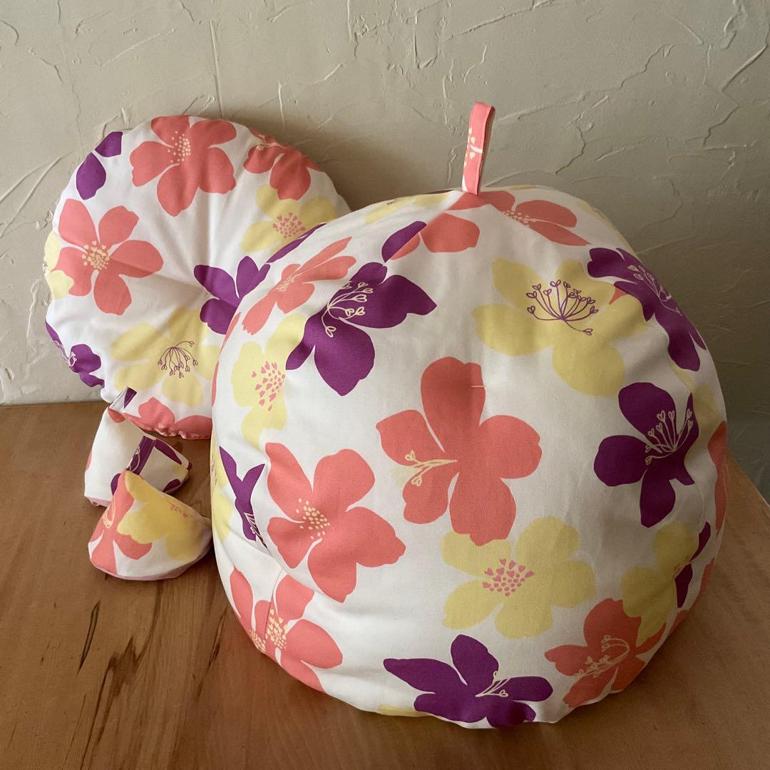 hirari花シャーベットオレンジふかふか(保温調理)鍋保温カバー＋三角鍋つかみ