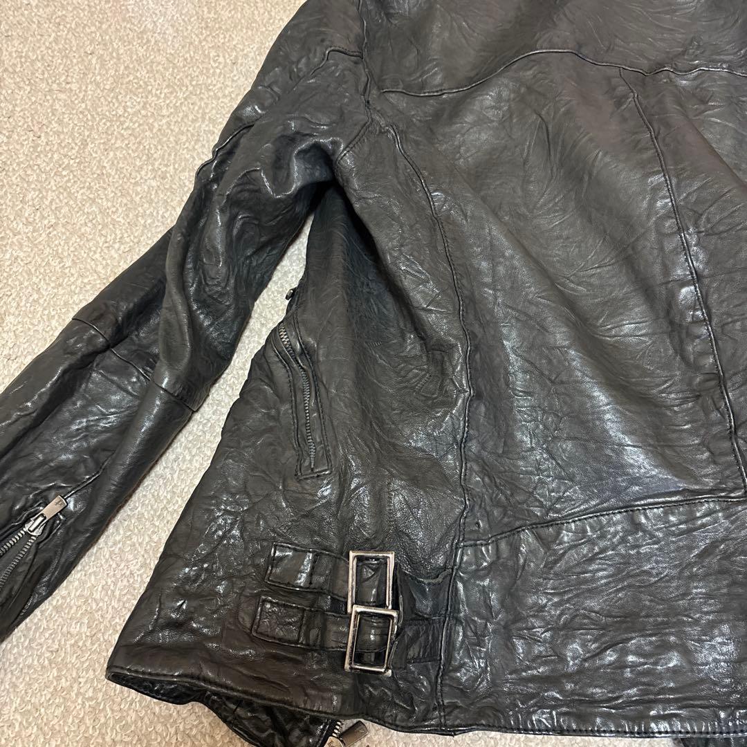 レザーダブルライダースジャケット　上野商会　Luva Tram 羊革　シワ加工