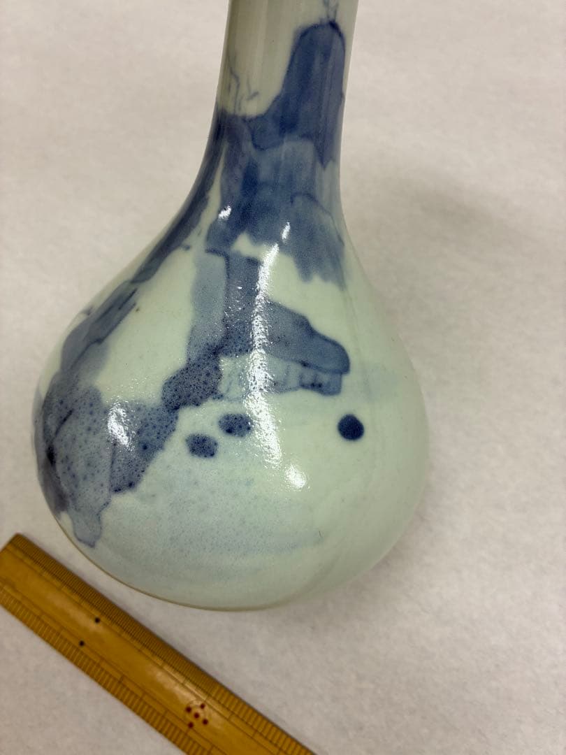 薩摩 平佐焼 青白釉花瓶　花器　花入れ