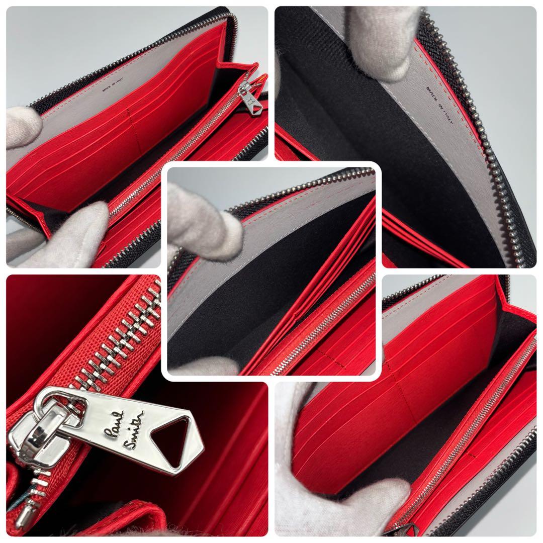 ✨極美品✨　PaulSmith ラウンドファスナー　マルチストライプ　銀ロゴ　黒