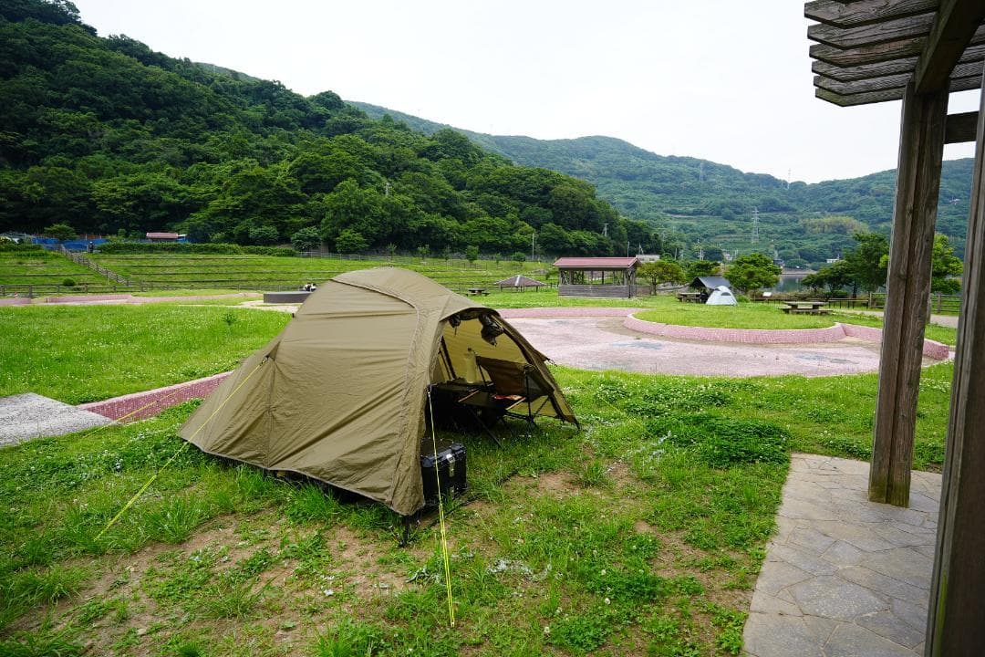 使用2回 焚火無 マエヒロドームプラス＆グランドシート付（注意：初期ペグ無し）