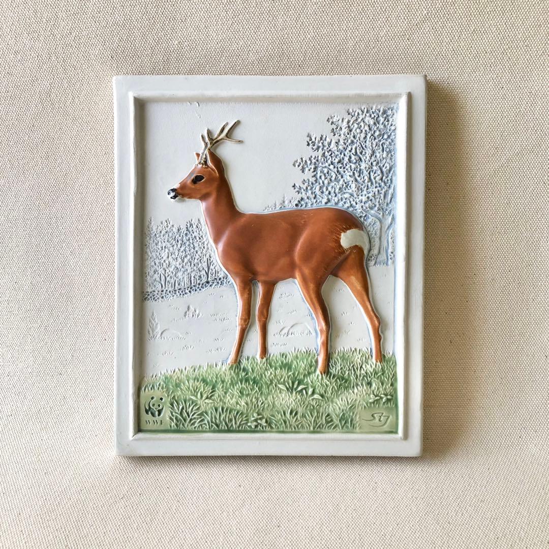 WWF限定　鹿の陶板／Jie Gantofta ジイガントフタ　スウェーデン