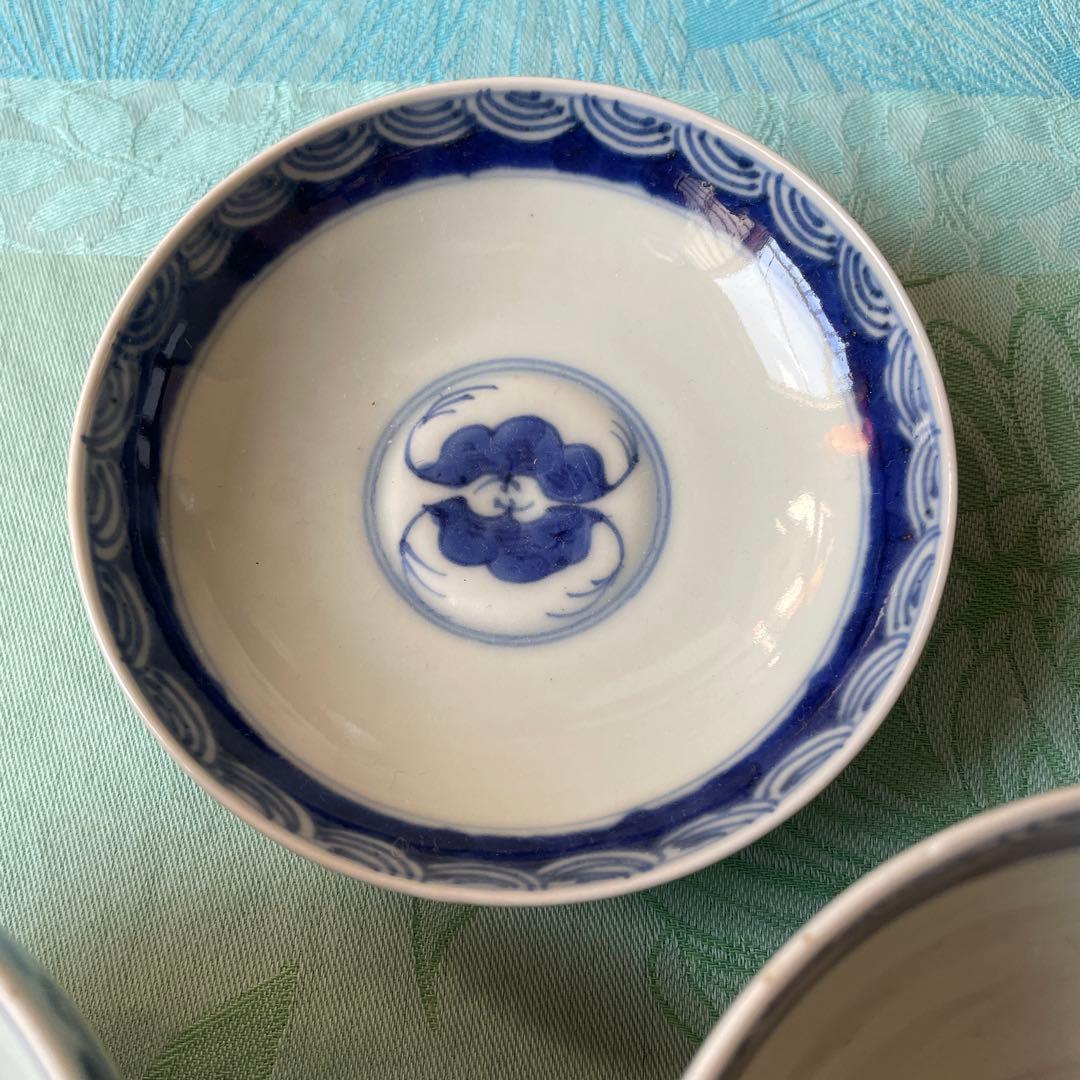 大明洪武年製　牡丹　唐草　漢文　蝙蝠　蓋付ご飯茶碗　3客