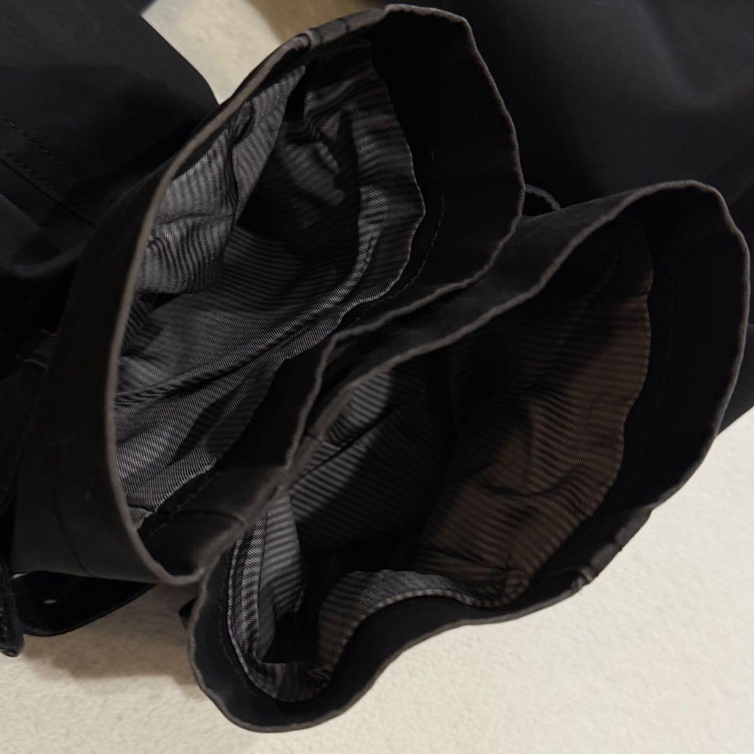 バーバリーブラックレーベル　トレンチコート　ノバチェック　ロゴ刻印釦　黒　XL