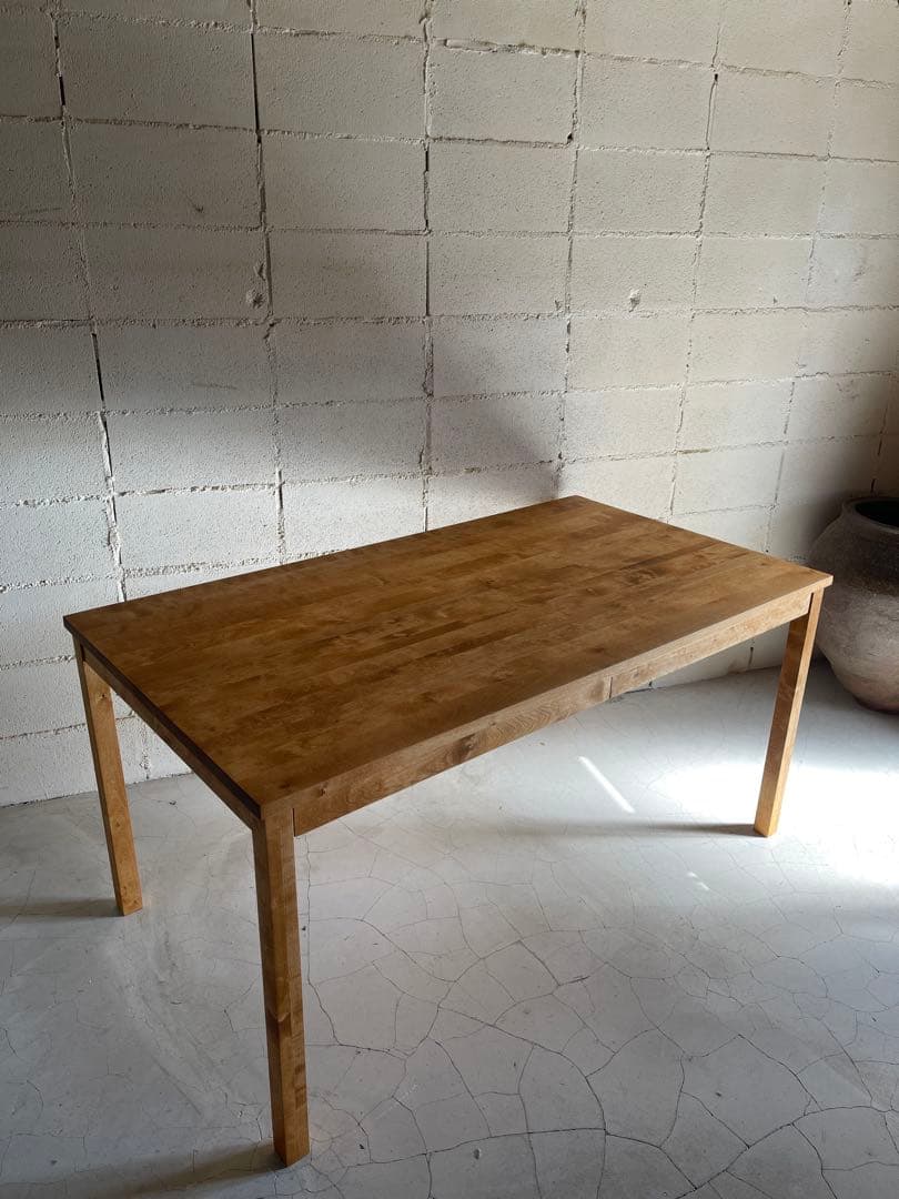 無印良品 MUJI ダイニングテーブル　バーチ材無垢　145サイズ　引出し付