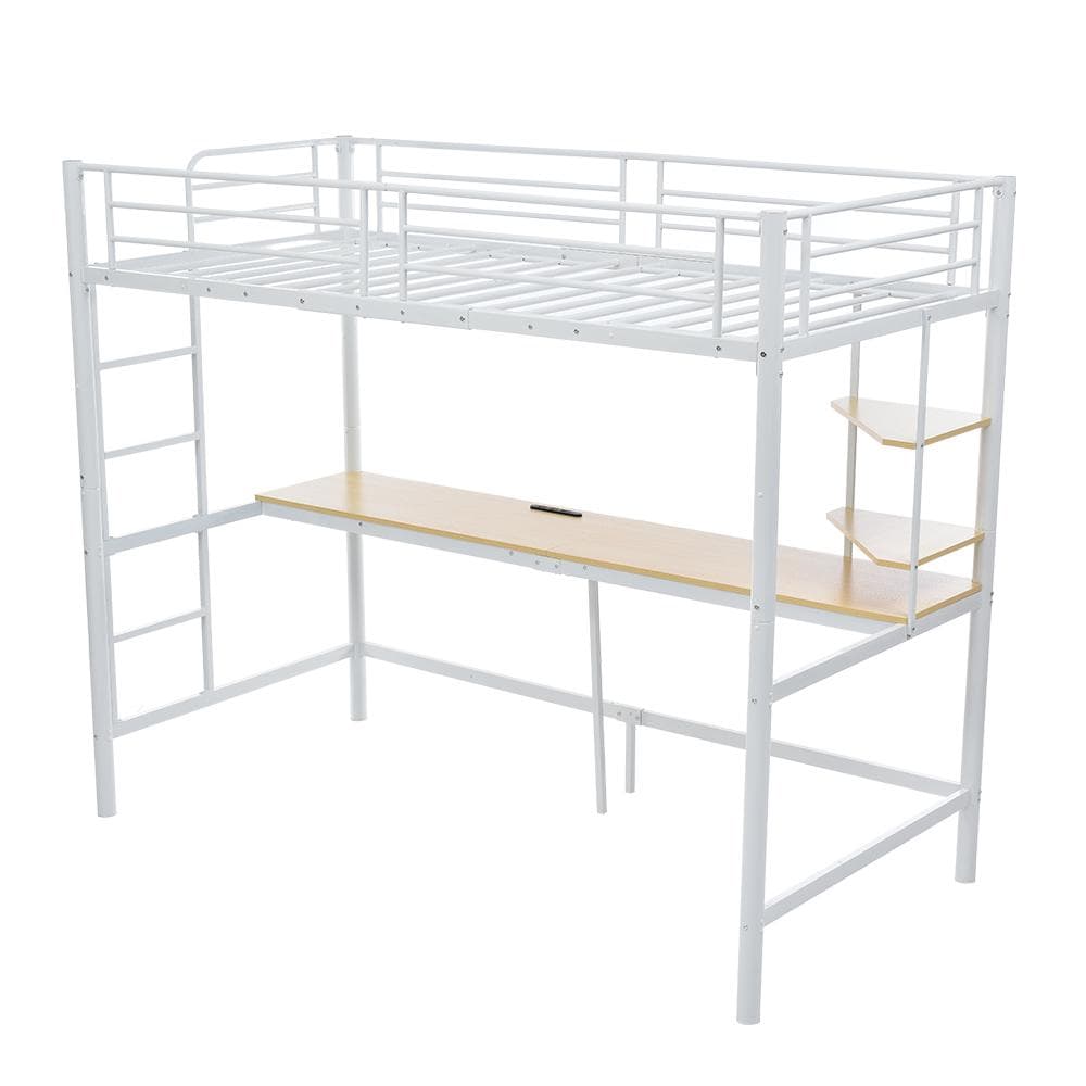 赤字価格！！売切ゴメン！ コンセント・デスク付きロフトベッド　二段　WHITE