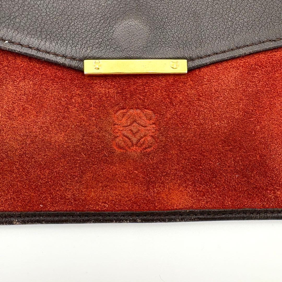 LOEWE ロエベ 小銭入れ ケース 小物入れ レザー スエード 茶　黒