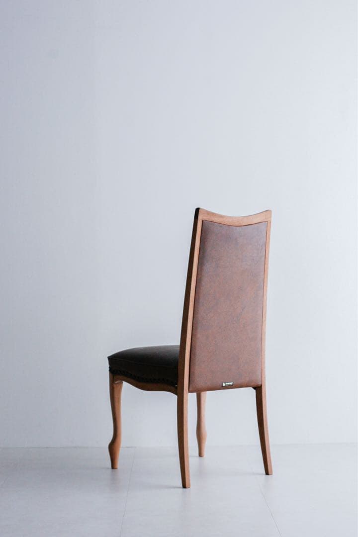 ナラ 無垢材　レザーチェア ダニングチェア　マルニ木工 古家具　アンティーク