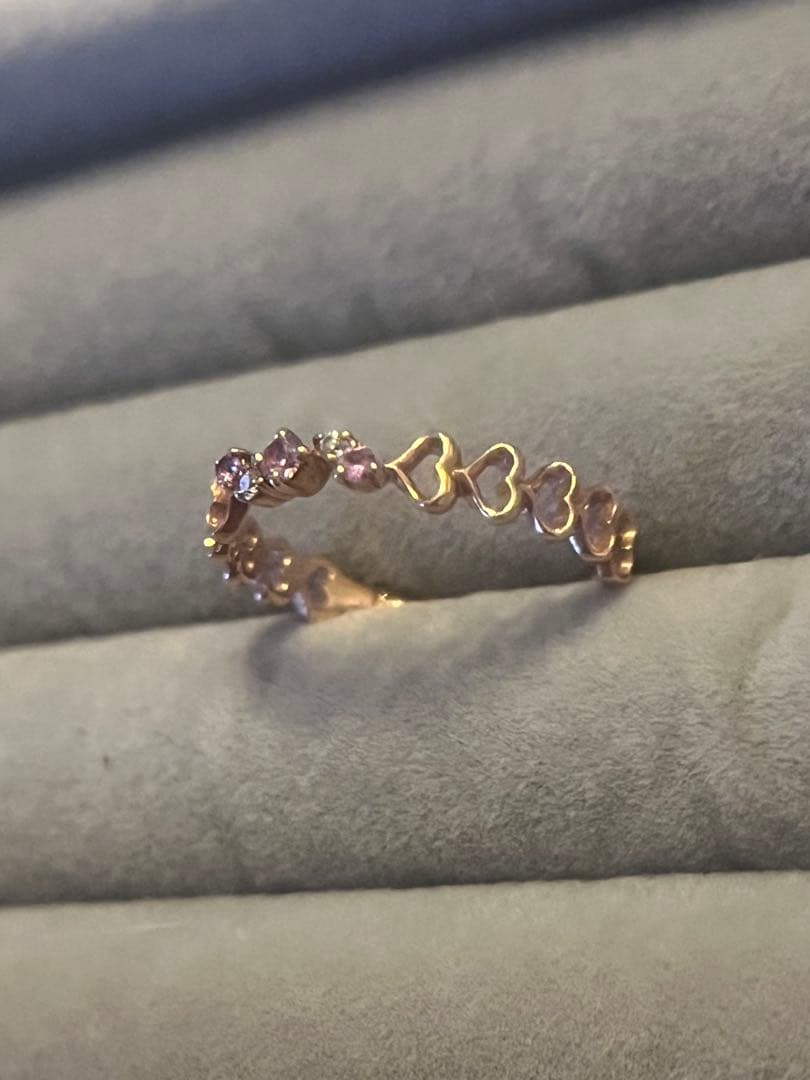 最終k10PGピンクサファイアハートモチーフリング