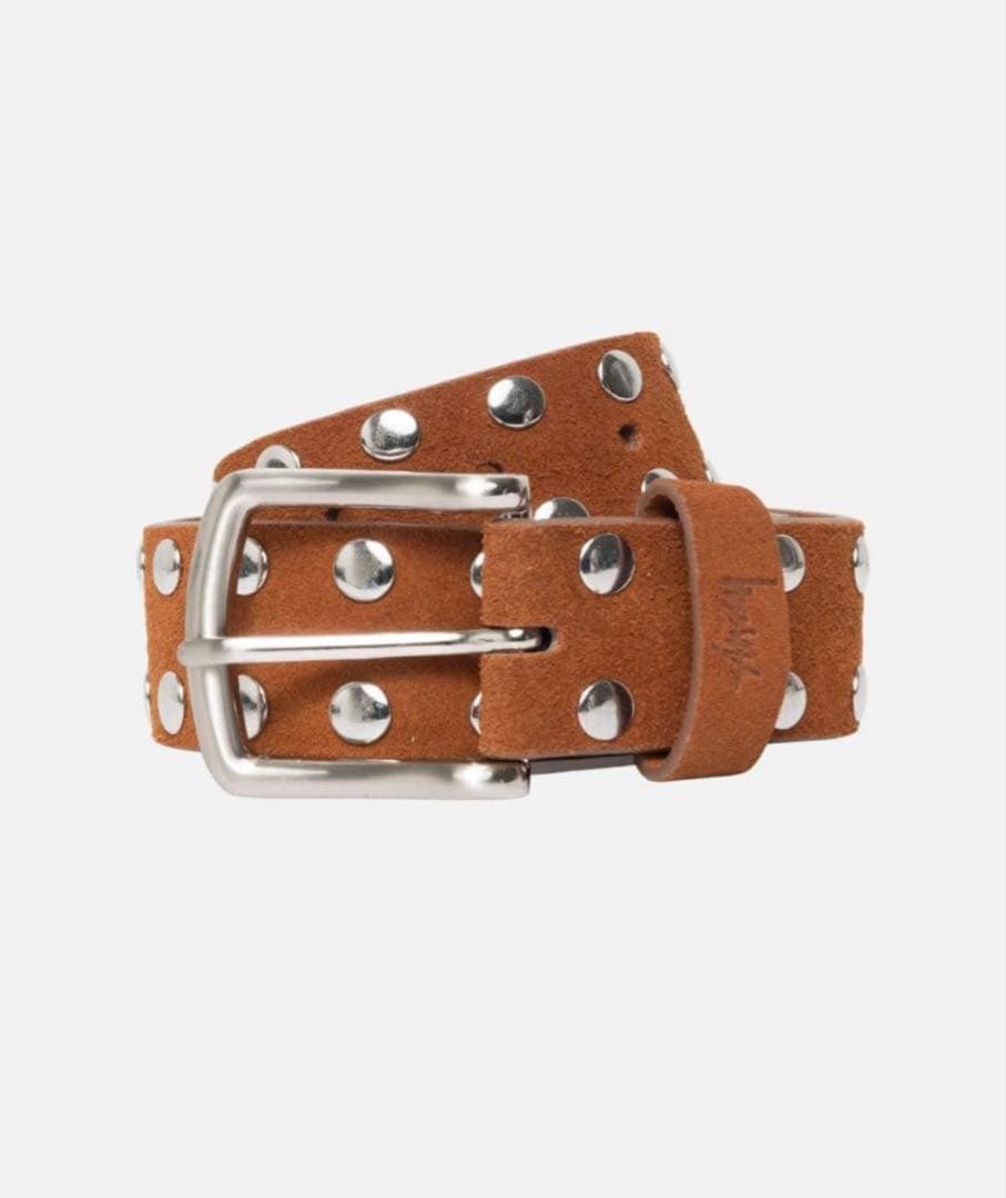 STUSSY スタッズ装飾ブラウンベルト S/M