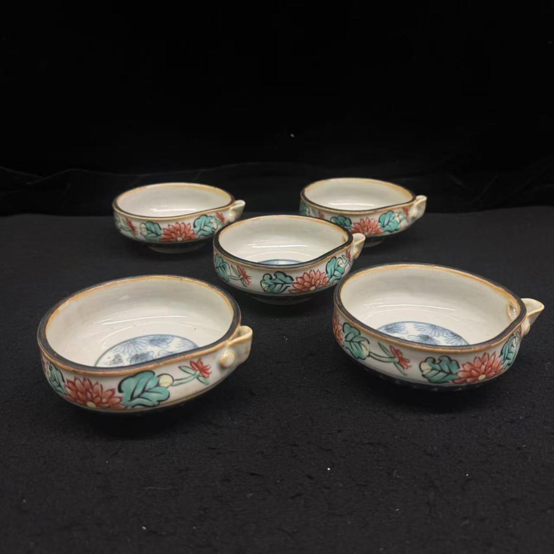 有田焼 佐藤走波 染錦 菊絵 小鉢　5客