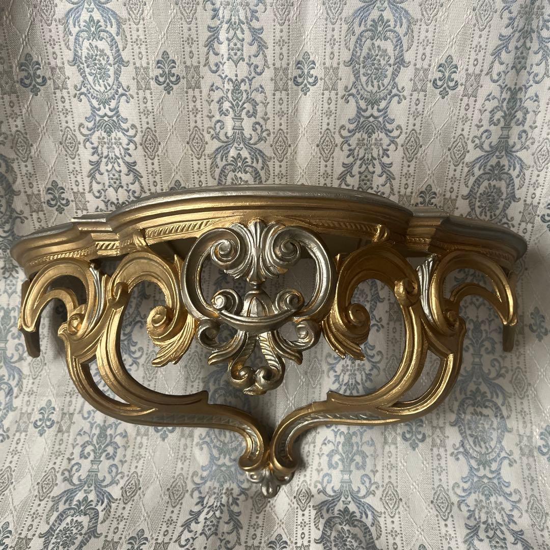 イタリア製 壁掛けコンソール② ウォールシェルフ ロココ調 アンティーク金色