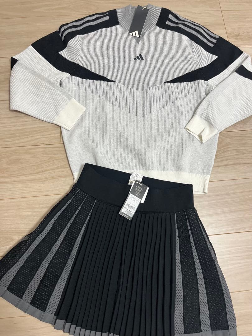 新品　アディダスゴルフ　モックネック　長袖セーター　スカート　　セットアップ　M