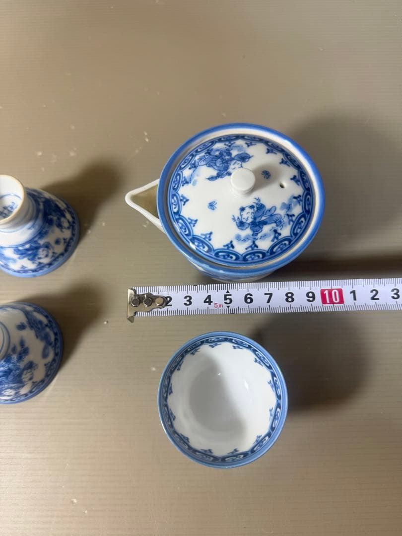 2479 平戸松山作　唐子絵　茶器セット　宝瓶1客　湯呑5客