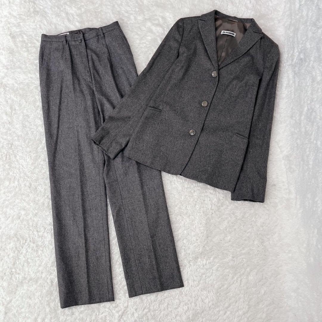 ジルサンダー セットアップ スーツ カシミヤ混 34 グレー 伊製