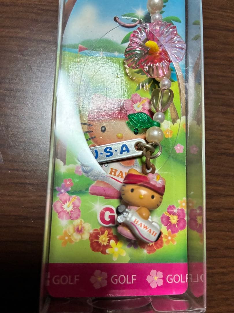 希少 激レア 新品 ご当地 ハローキティ ハワイ限定 ゴルフ ビーズ ストラップ