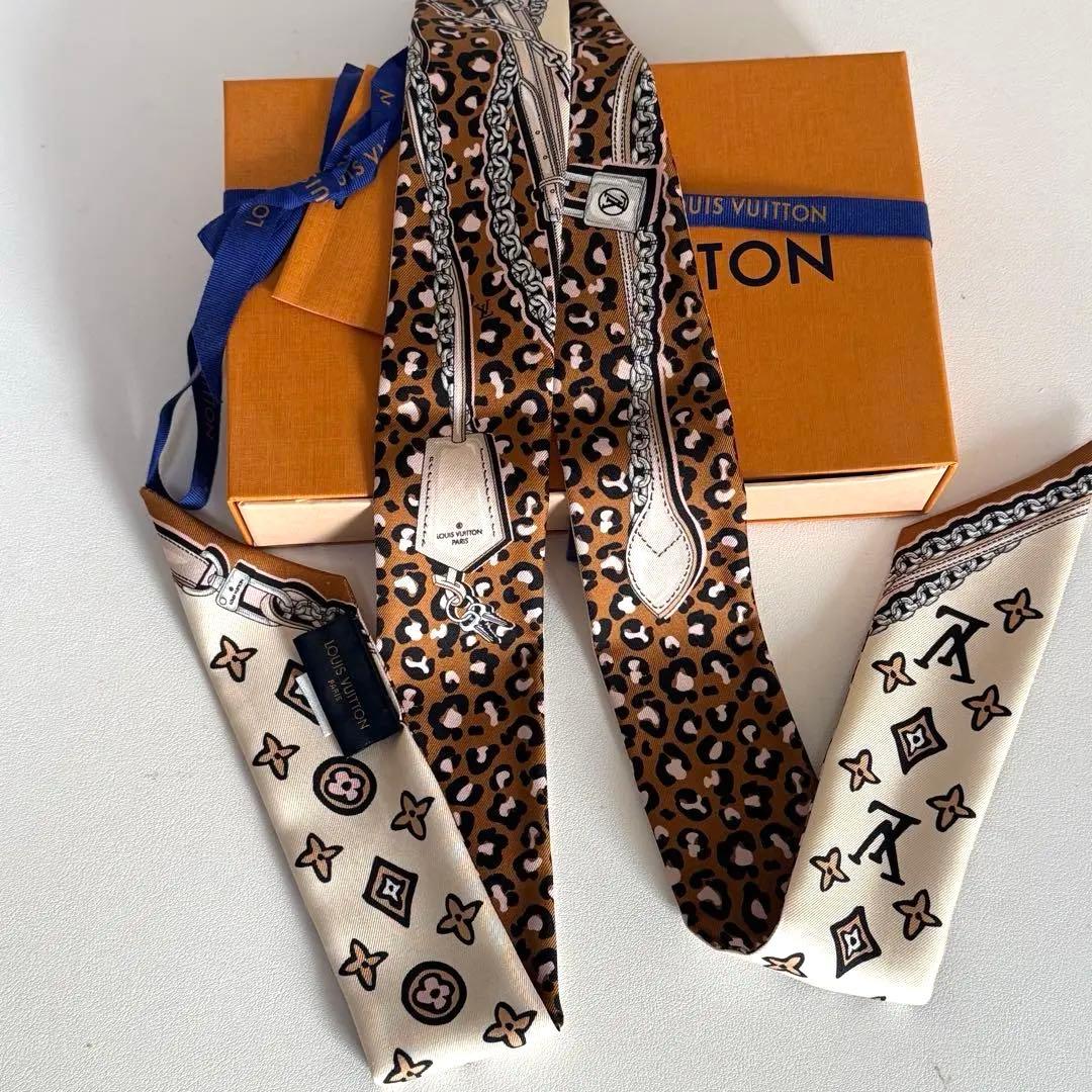 LOUIS VUITTON レオパード柄スカーフ ヴィトン バンドー ヒョウ柄