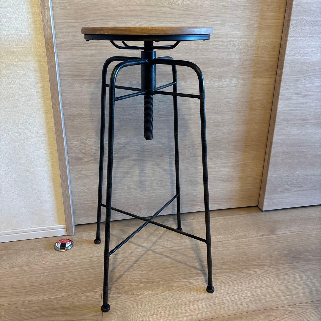 バースツール 木製天板 高さ調整機能付き