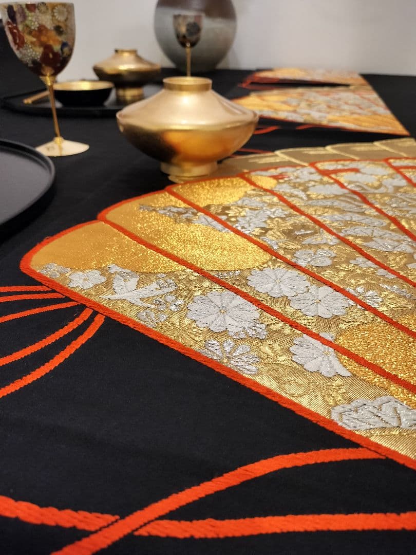 A669★逸品‼️豪華刺繍‼️ひな祭り‼️袋帯正絹テーブルランナー2m4cm