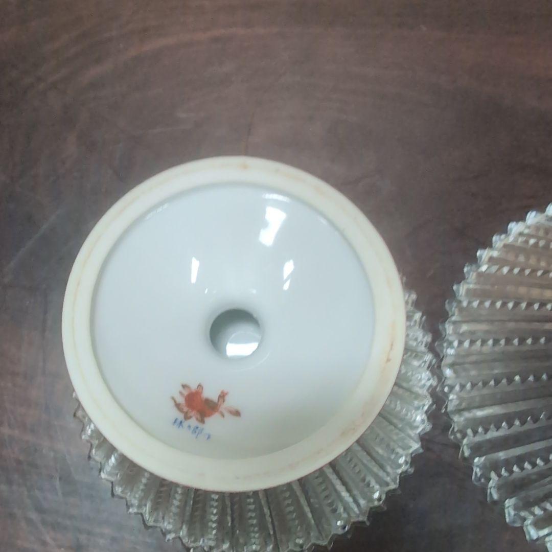 林九郎窯　金彩　ガラス陶器　コンポート　２客