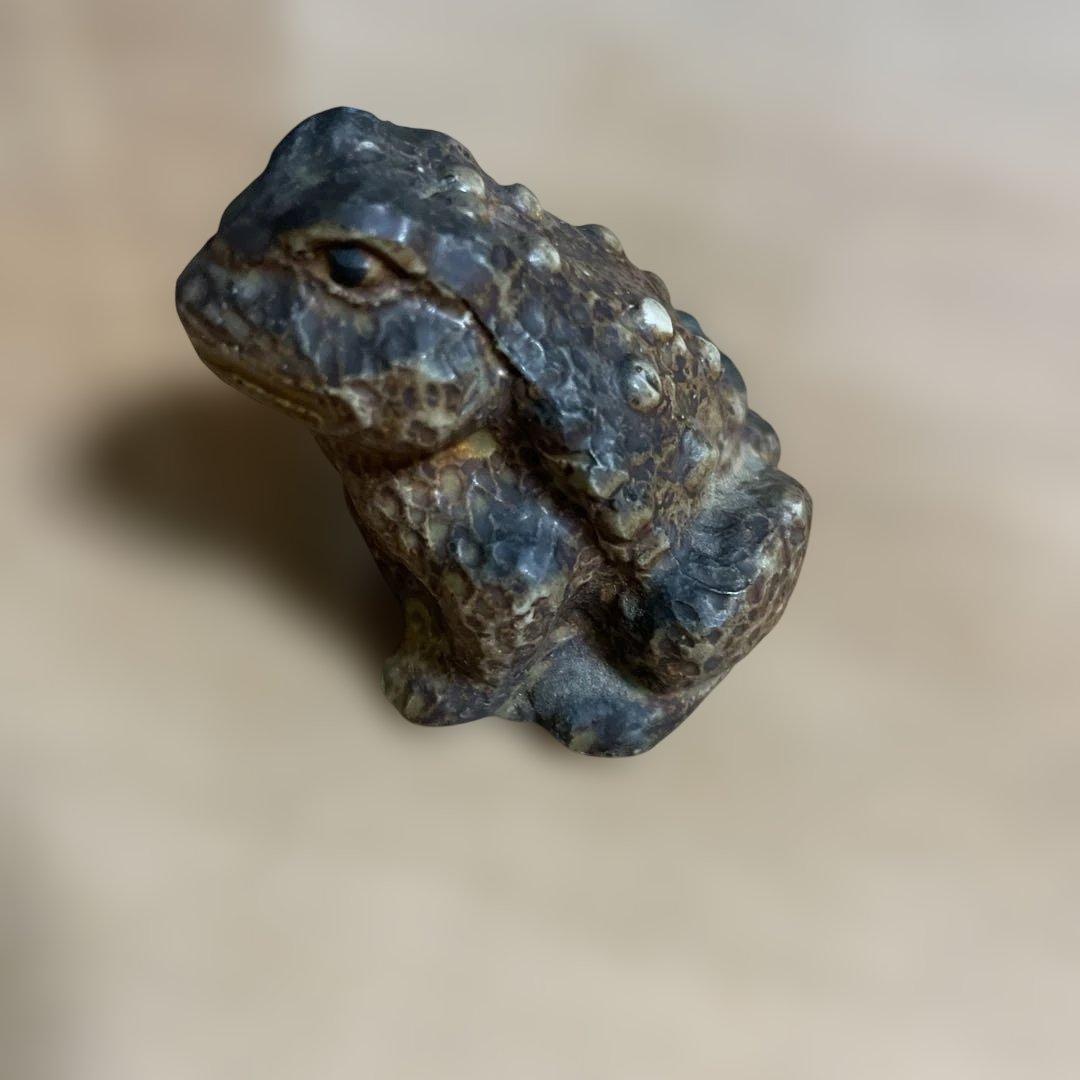 陶器カエルの置物盆栽添配