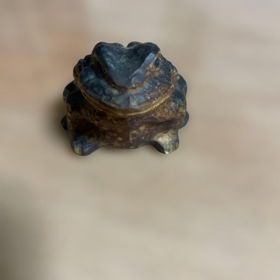 陶器カエルの置物盆栽添配