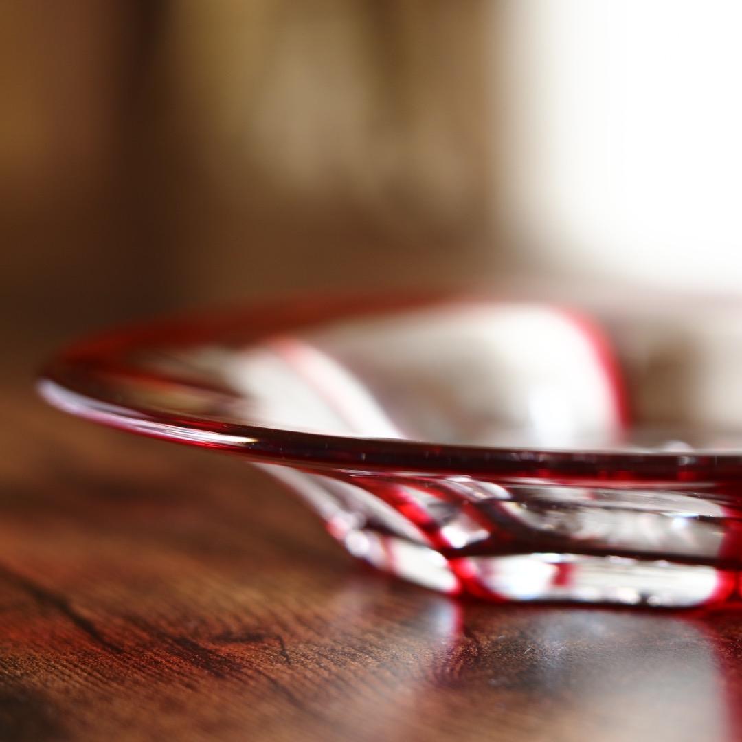 バカラ カット ボウル＆ソーサー セット B469b / エンパイア 金赤