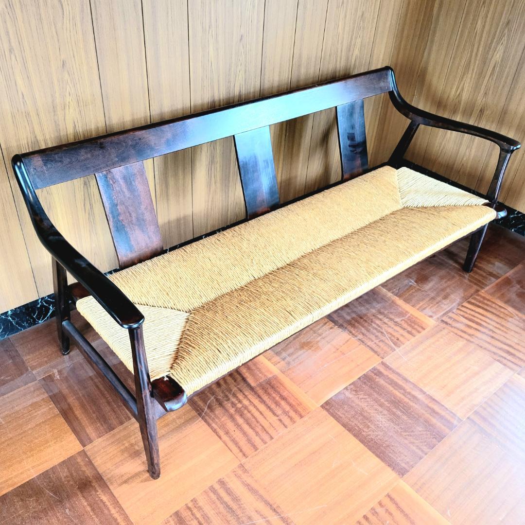 【希少品】松本民芸家具 #77型 ラッシチェア 3人掛け