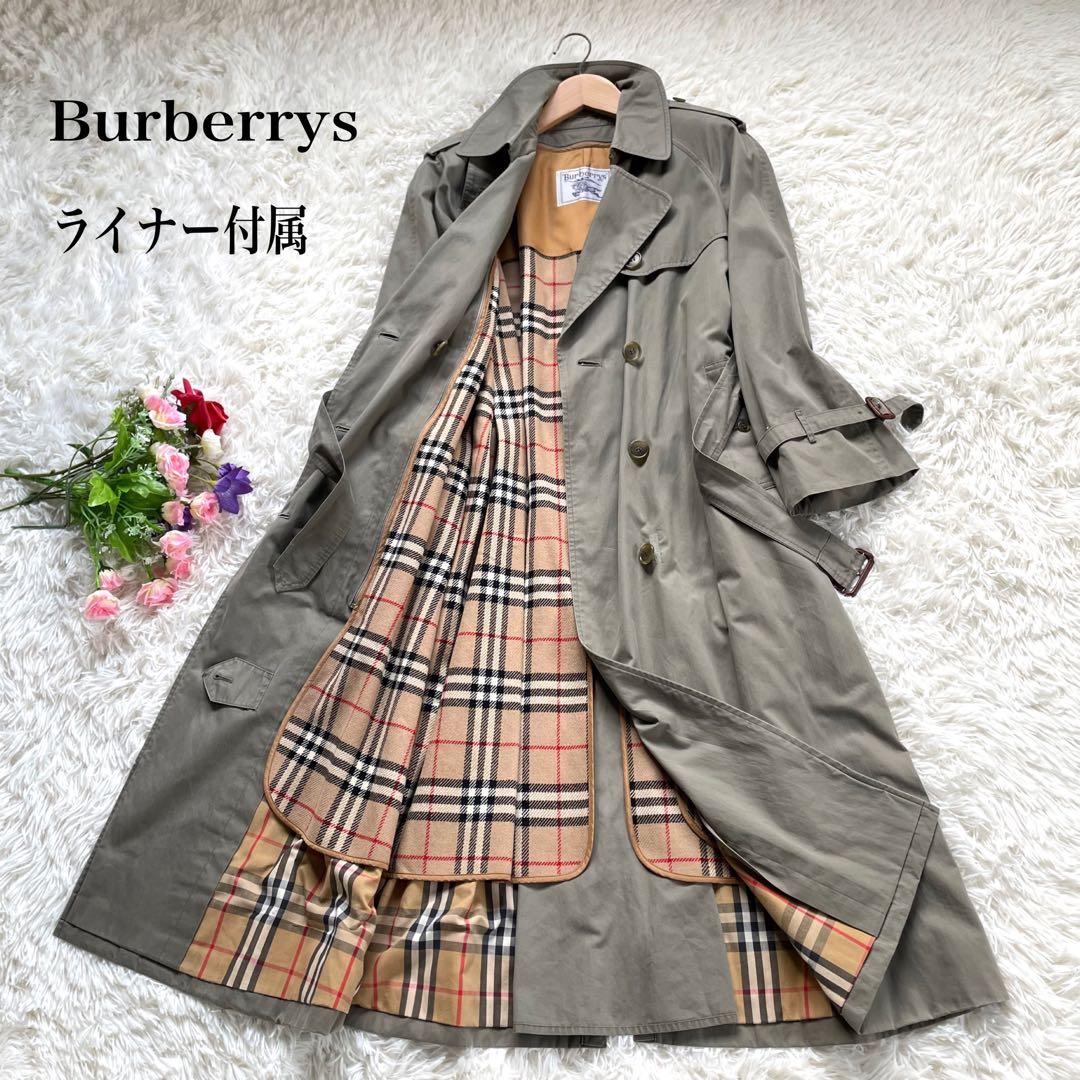 Burberrys バーバリーカーキトレンチコートノバチェックライナーベルト付属