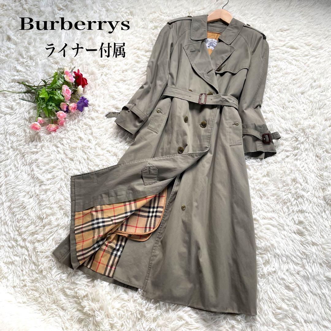 Burberrys バーバリーカーキトレンチコートノバチェックライナーベルト付属
